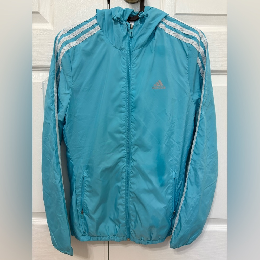 Adidas Teal Windbreaker with White Stripes (160/84A)